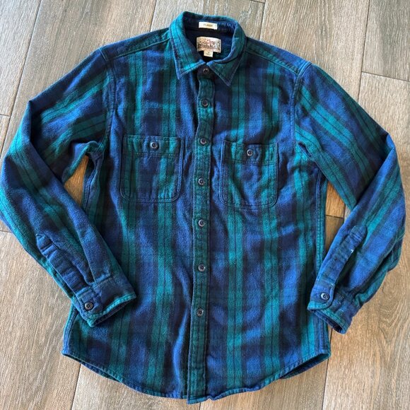 J Crew men's mid weight flannel blue/green plaid. size small - Picture 1 of 7